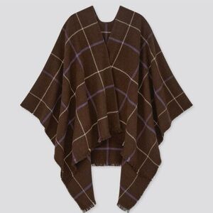 UNIQLO 2WAY Stole - Brown Plaid Poncho